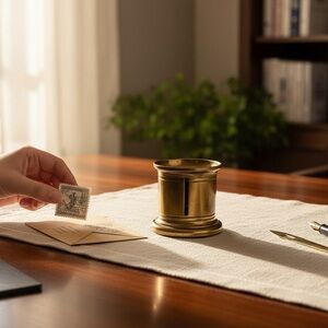 Vintage Brass Stamp roll dispenser